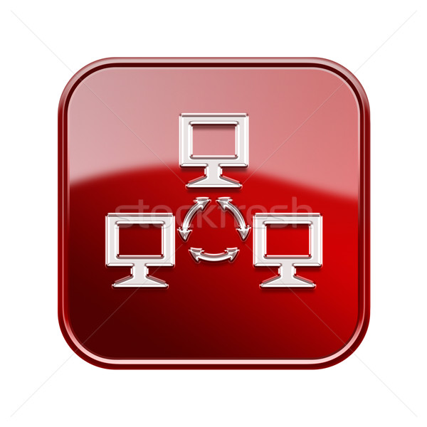 Network icon glossy red, isolated on white background. Stock photo © zeffss