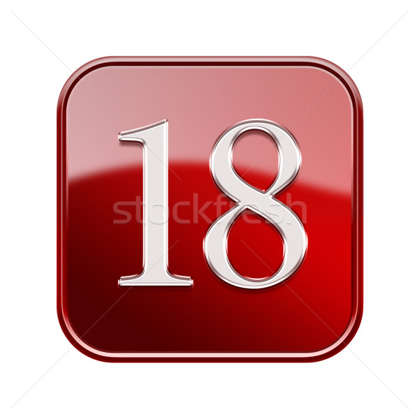 Achttien icon Rood glanzend geïsoleerd witte Stockfoto © zeffss