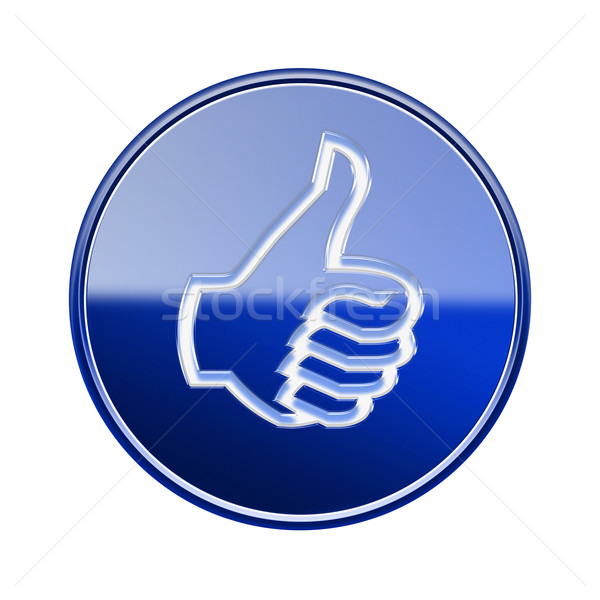  thumb up icon glossy blue, isolated on white background. Stock photo © zeffss