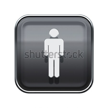 Stock photo: men icon glossy grey, isolated on white background
