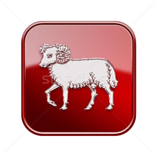 Aries zodiac icon red, isolated on white background Stock photo © zeffss