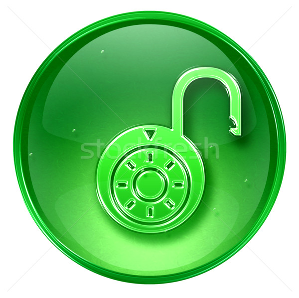 Lock on, icon green, isolated on white background. Stock photo © zeffss