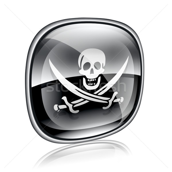 Pirate icon black glass, isolated on white background. Stock photo © zeffss