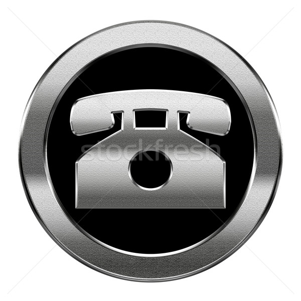 商業照片: 電話 · 圖標 · 銀 · 孤立 · 白 · 因特網