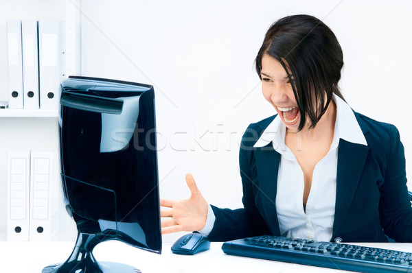 üzletasszony kiabál monitor üzlet számítógép nő Stock fotó © zeffss