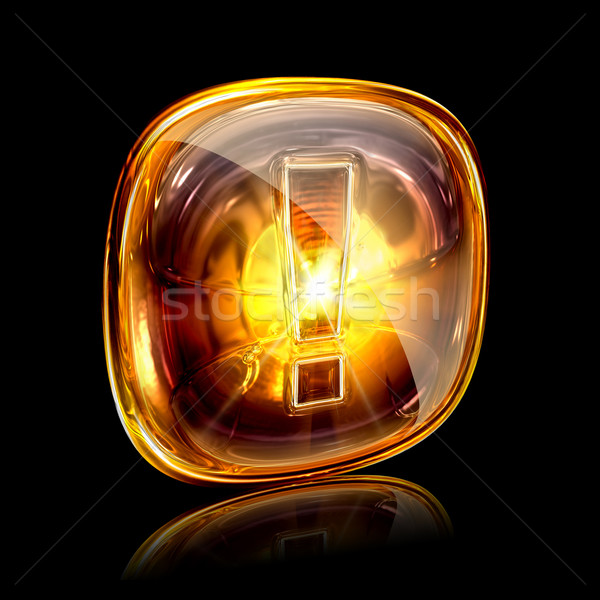 Exclamation symbol icon amber, isolated on black background Stock photo © zeffss
