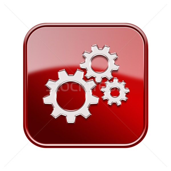 Tools icon glanzend Rood geïsoleerd witte Stockfoto © zeffss