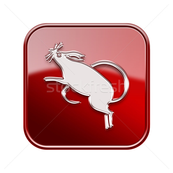 Rat Zodiac icon red, isolated on white background. Stock photo © zeffss