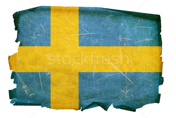 Svédország zászló öreg izolált fehér papír Stock fotó © zeffss