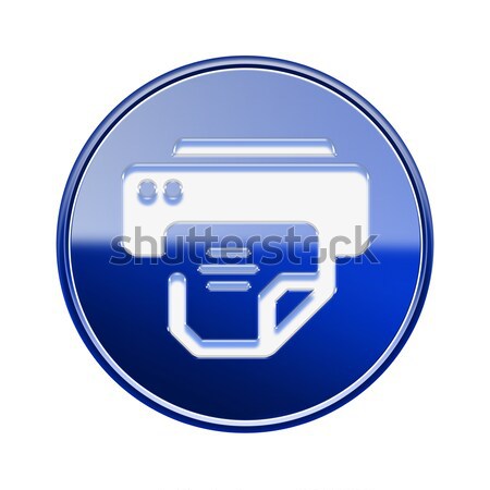 Drucker Symbol glänzend blau isoliert weiß Stock foto © zeffss