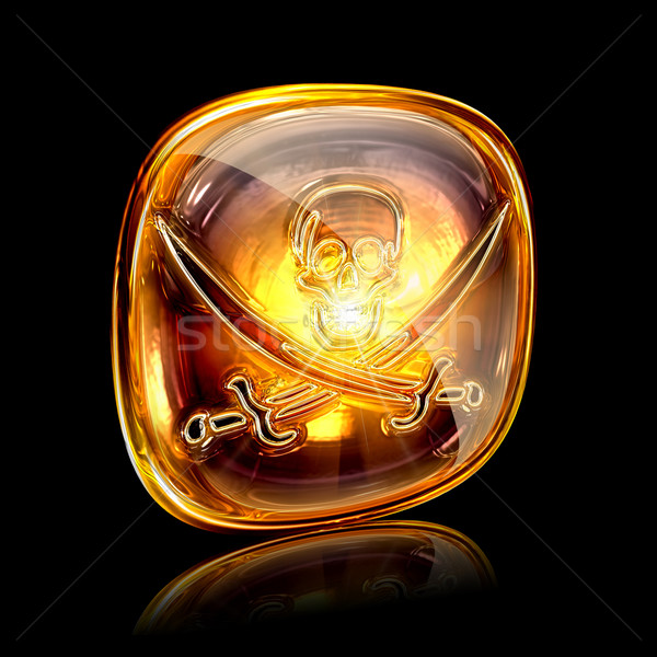 Pirate icon golden, isolated on black background Stock photo © zeffss