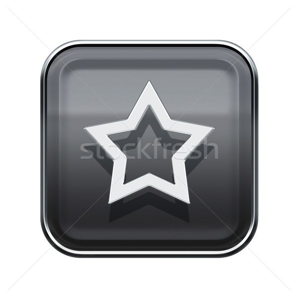 Star icon glossy grey, isolated on white background Stock photo © zeffss