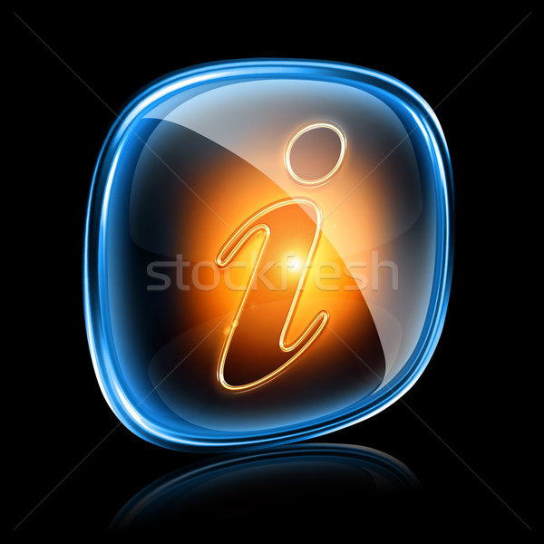 information icon neon, isolated on black background Stock photo © zeffss