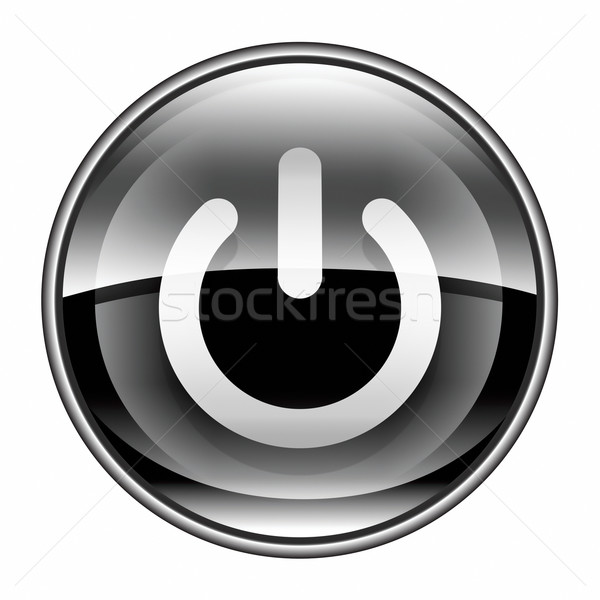 Poder botón negro aislado blanco luz Foto stock © zeffss