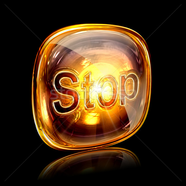 Stop ikona bursztyn odizolowany czarny komputera Zdjęcia stock © zeffss