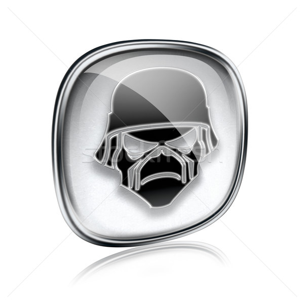 Armée icône gris verre isolé blanche [[stock_photo]] © zeffss