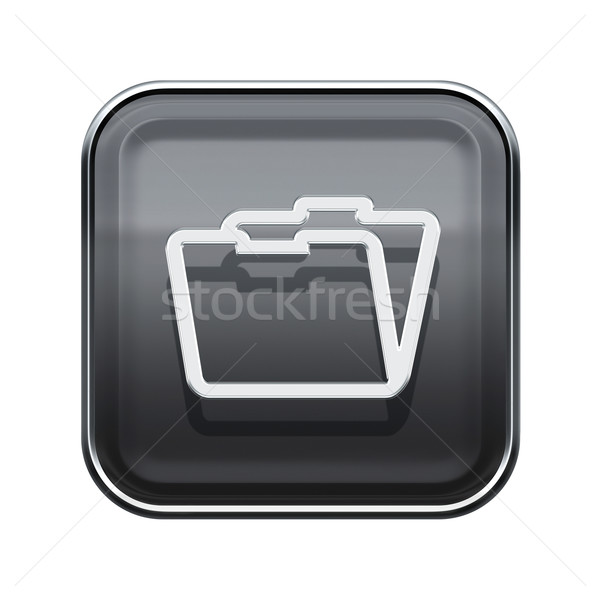 Dossier icône gris isolé blanche Photo stock © zeffss