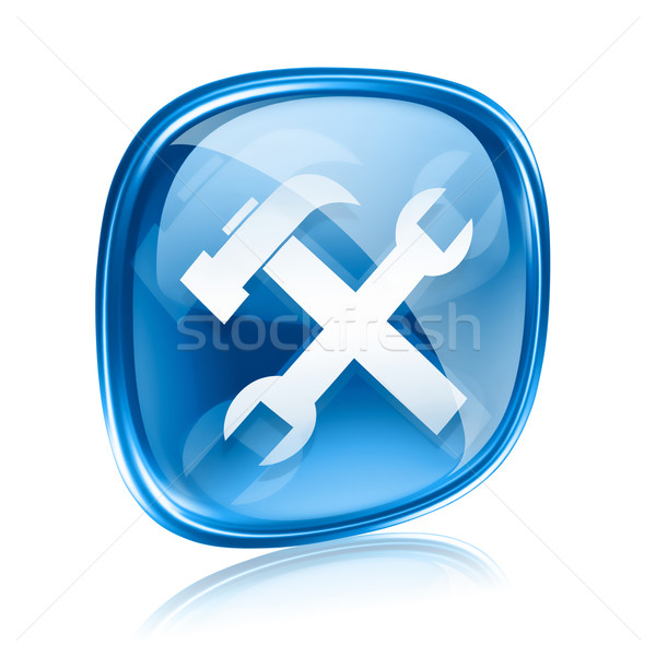 Tools icon blue glass, isolated on white background. Stock photo © zeffss