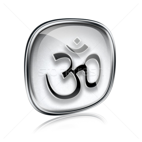 Om Symbol icon grey glass, isolated on white background. Stock photo © zeffss