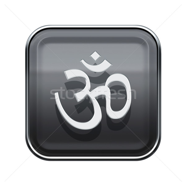 Om Symbol icon glossy grey, isolated on white background Stock photo © zeffss