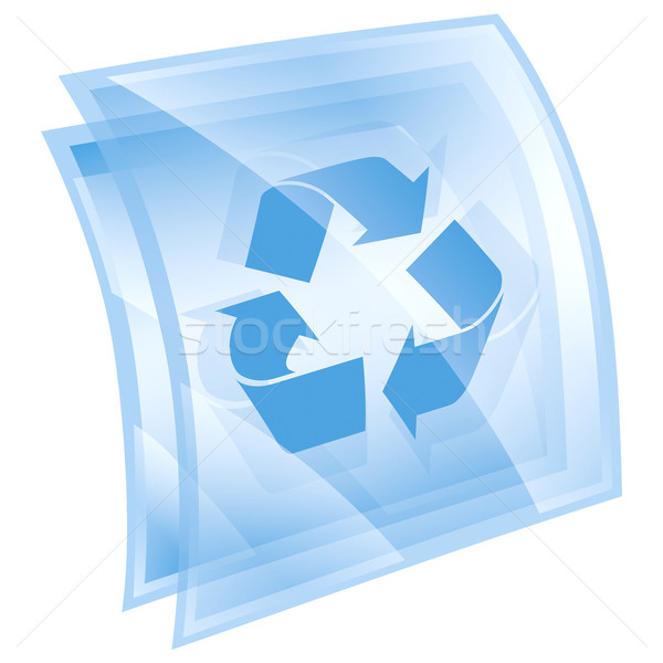 Recycling symbol icon blue, isolated on white background. Stock photo © zeffss
