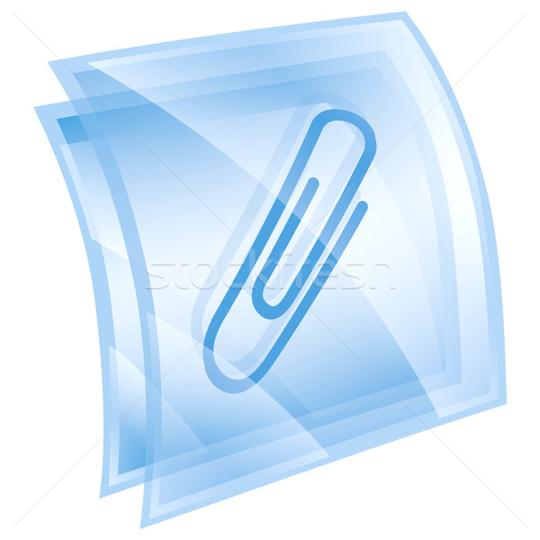 Paper clip icon blue, isolated on white background Stock photo © zeffss