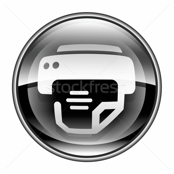 Stampante icona nero isolato bianco web Foto d'archivio © zeffss