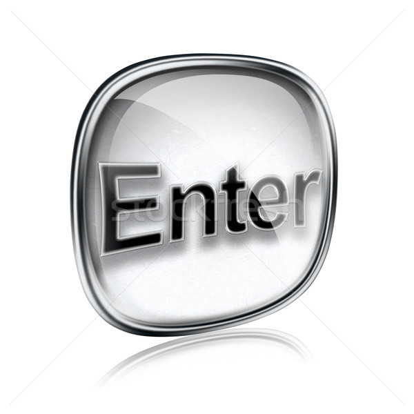 Enter icon grey glass, isolated on white background Stock photo © zeffss