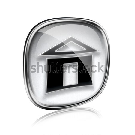 Home icona grigio vetro isolato bianco Foto d'archivio © zeffss