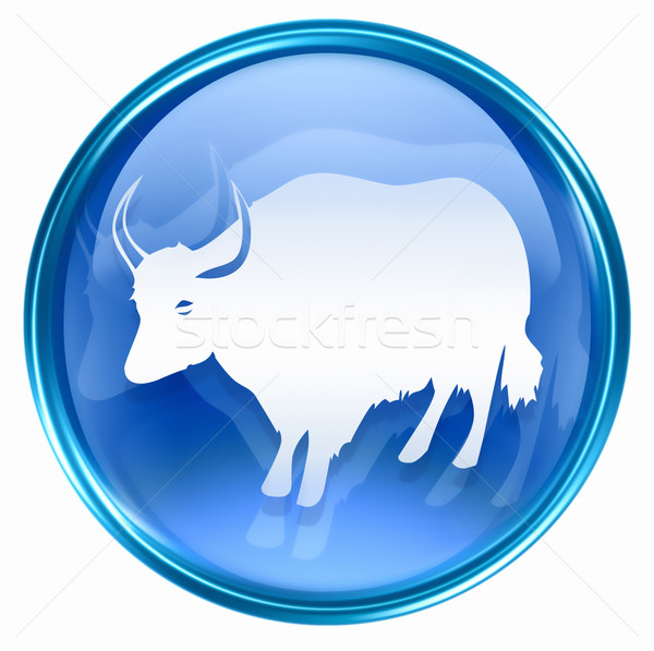 Ox zodiac icône bleu isolé blanche [[stock_photo]] © zeffss