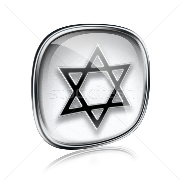 David star icon grey glass, isolated on white background. Stock photo © zeffss