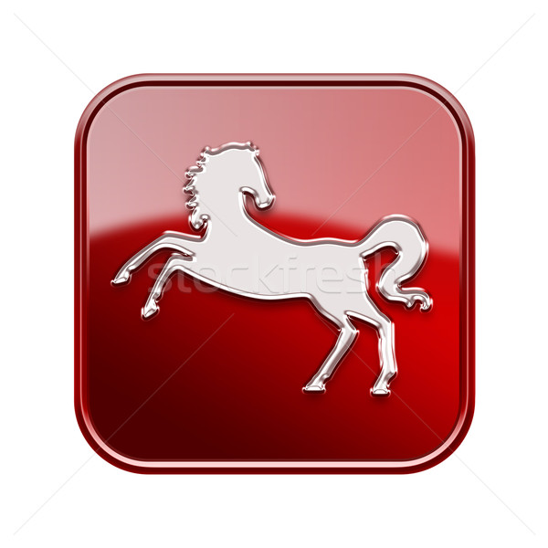 Horse Zodiac icon red, isolated on white background. Stock photo © zeffss