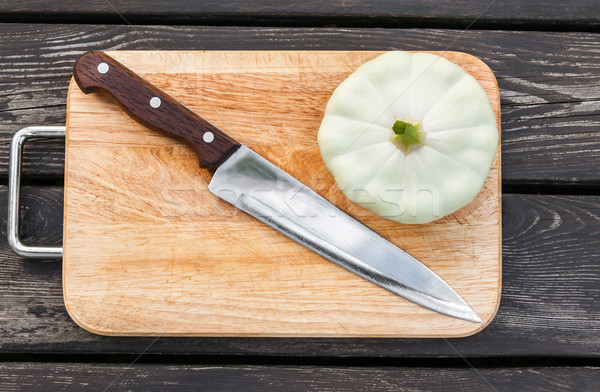 [[stock_photo]]: Squash · planche · à · découper · bois · acier · couteau · bois