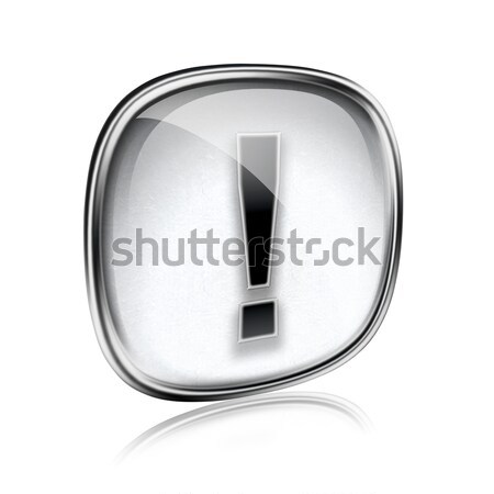 Exclamation symbol icon silver, isolated on white background Stock photo © zeffss