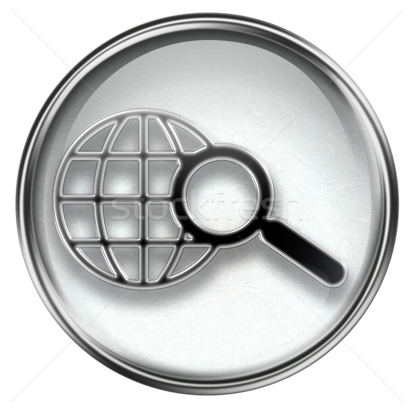 Stock photo: search and magnifier icon grey, isolated on white background.