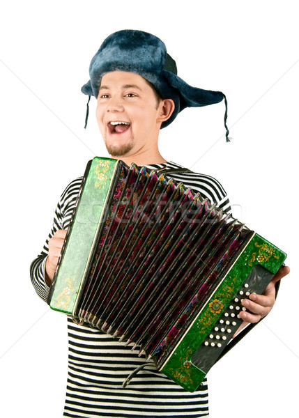 Russian man with accordion, isolated on white background Stock photo © zeffss