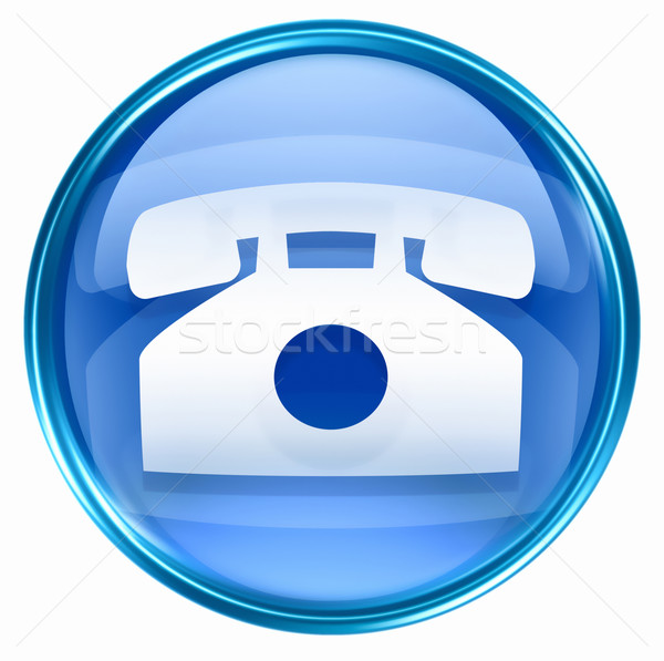 Telefon Symbol blau isoliert weiß Wasser Stock foto © zeffss