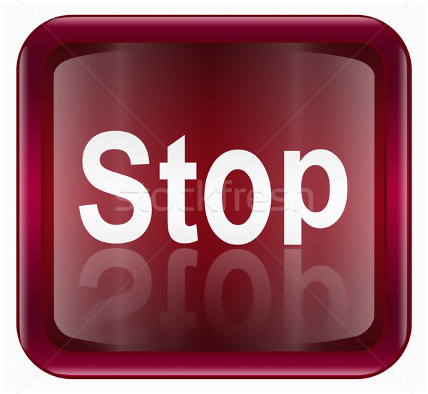 Stop icon dark red, isolated on white background Stock photo © zeffss