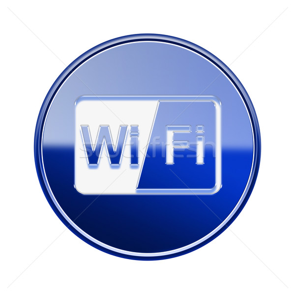 [[stock_photo]]: Wifi · icône · bleu · isolé · blanche