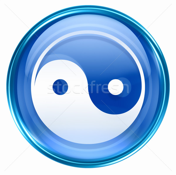  yin yang symbol icon blue, isolated on white background. Stock photo © zeffss