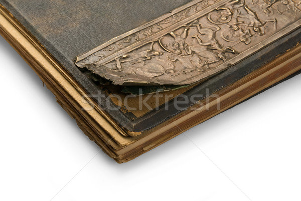 Eski kitap oyma yalıtılmış beyaz arka plan deri Stok fotoğraf © zeffss