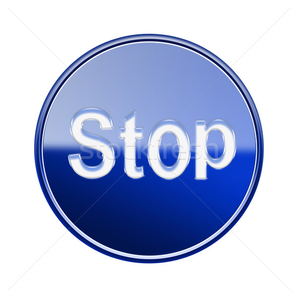 Stop icon glossy blue, isolated on white background Stock photo © zeffss