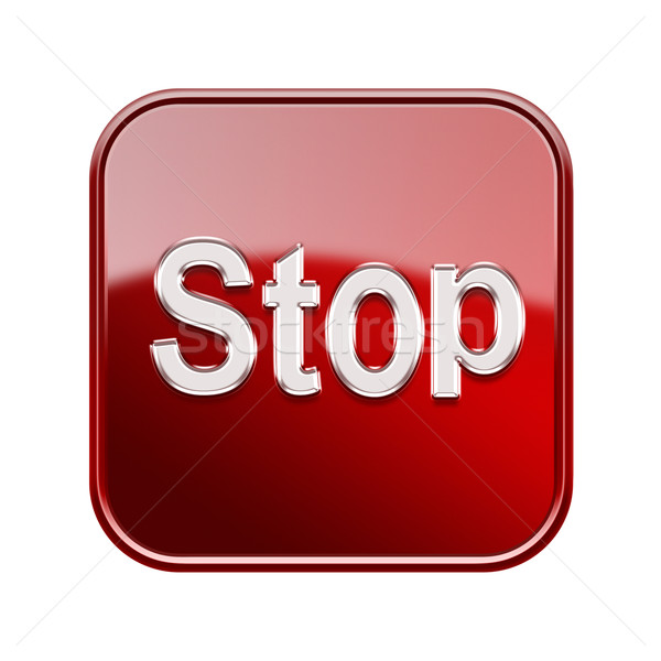 Stop icon red, isolated on white background Stock photo © zeffss