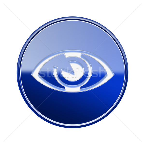 eye icon glossy blue, isolated on white background. Stock photo © zeffss