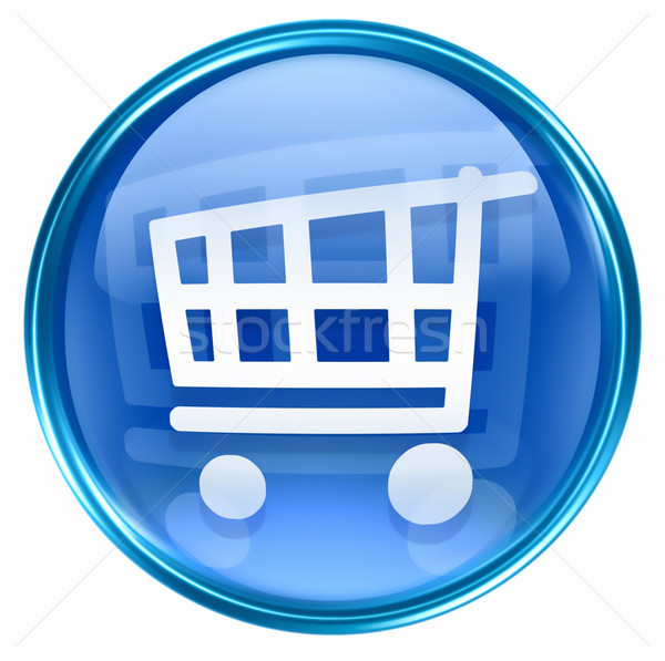 shopping cart icon blue, isolated on white background. Stock photo © zeffss