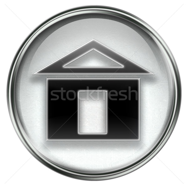 Home icona grigio isolato bianco internet Foto d'archivio © zeffss