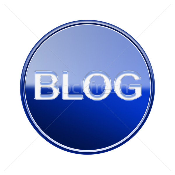 Blog icon glossy blue, isolated on white background Stock photo © zeffss