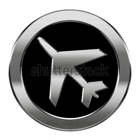 [[stock_photo]]: Avion · icône · argent · isolé · blanche · ordinateur