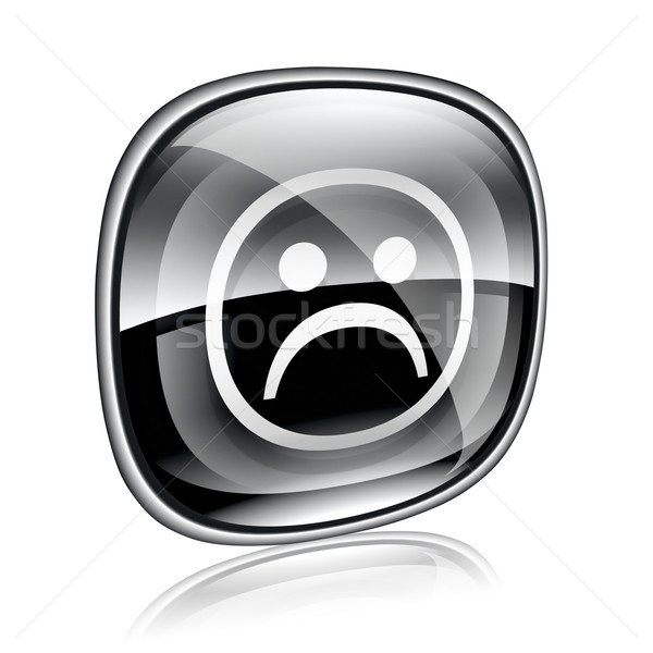 Smiley dissatisfied black glass, isolated on white background. Stock photo © zeffss