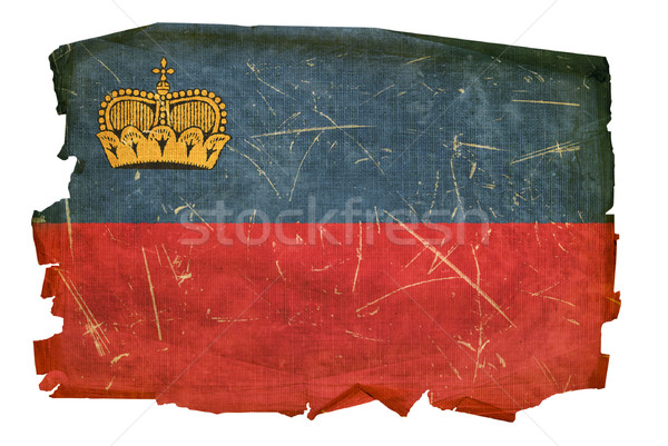 Liechtenstein Flag old, isolated on white background. Stock photo © zeffss